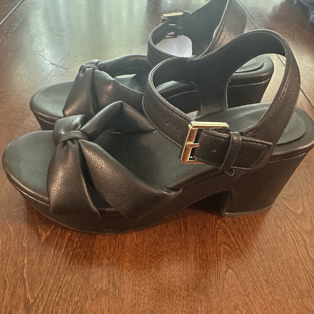 SO Women's Tamrynn Knot Bow Platform Fashion Dress Heels Black Size:6